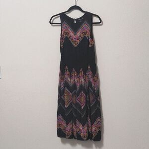 Anthropologie Black and Multicolor Midi Dress